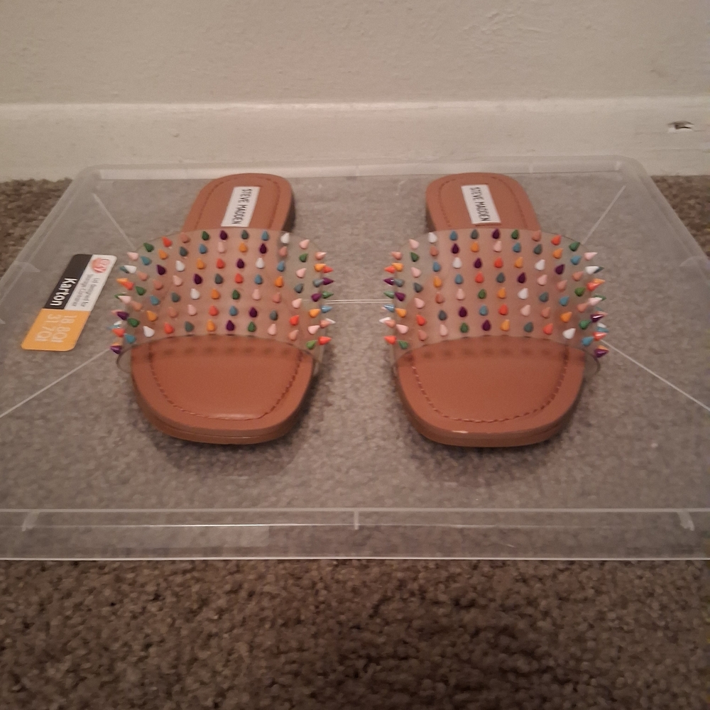Steve Madden Clear Sandals with Colorful Studs - Picture 2 of 5